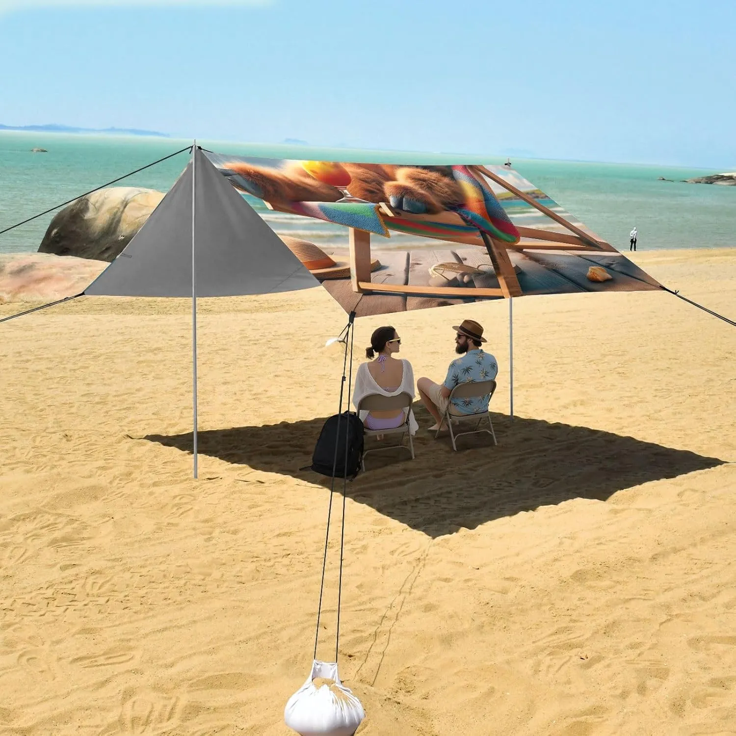 Canopy Tent Outdoor Patio Shade Cute 9.2 ?? 10.5 FT Cute Highland Cow Holiday Portable Camping therapeutic Shelter Outside Windproof with Poles Sandbags Easy Beach 