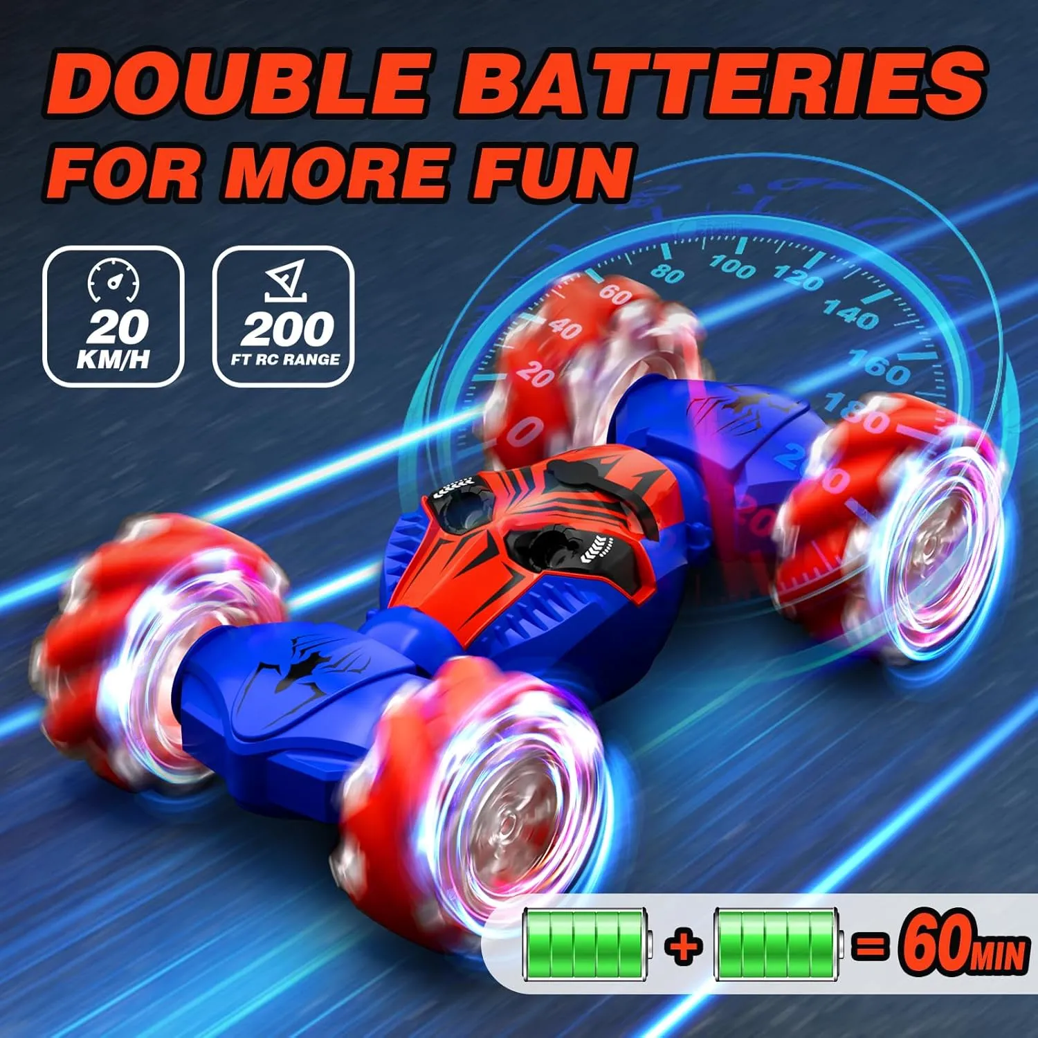 Car for Boys 8-12, 4WD Gesture Sensing RC Stunt Car 2.4Ghz with Lights Music Sprayer RC Cars for Boys Age 4-7 8-12 pollutant convict legume Hand-Controlled Cars Toys Birthday Gifts for Kids Girls Blue Remote Control 