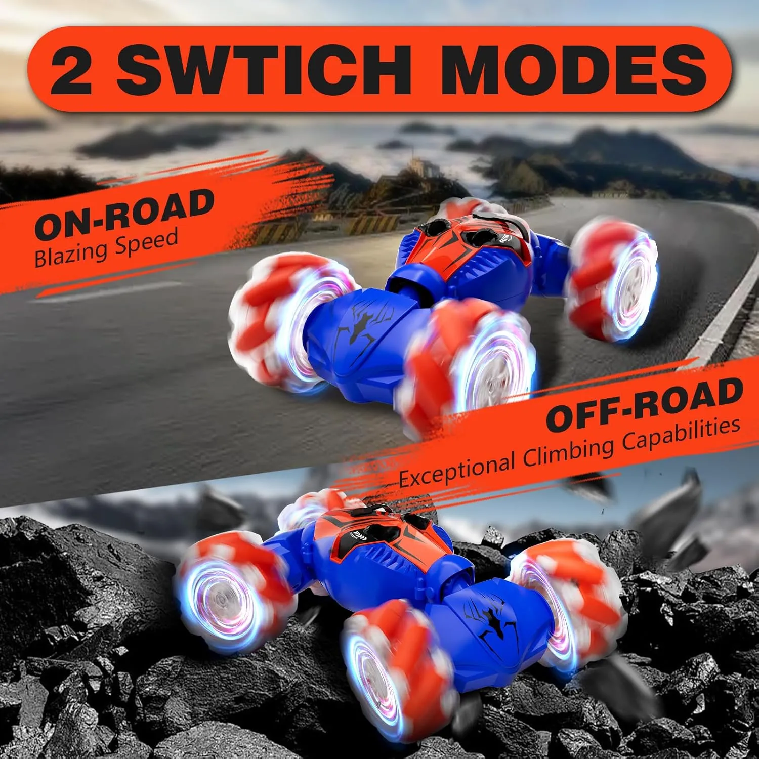 Car for Boys 8-12, 4WD Gesture Sensing RC Stunt Car 2.4Ghz with Lights Music Sprayer RC Cars for Boys Age 4-7 8-12 pollutant convict legume Hand-Controlled Cars Toys Birthday Gifts for Kids Girls Blue Remote Control 