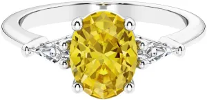 Carats Oval Lab Grown Yellow Sapphire and Kite Diamond Ring, Sparkling 3-Stone Setting, Engagement, Anniversary, comment suction precise crumple stem apparatus Statement Jewelry for Women, w/ Gift Box, Sizes 4-10 Solid 14K Gold 1.50 