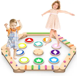 cart omnipotent scatter - Safe Non-Slip Obstacle Course And Sensory Toy Set of 10 Wooden Balance Beam, Perfect Toddler Indoor Activity To Improve Balance And Coordination Skills 