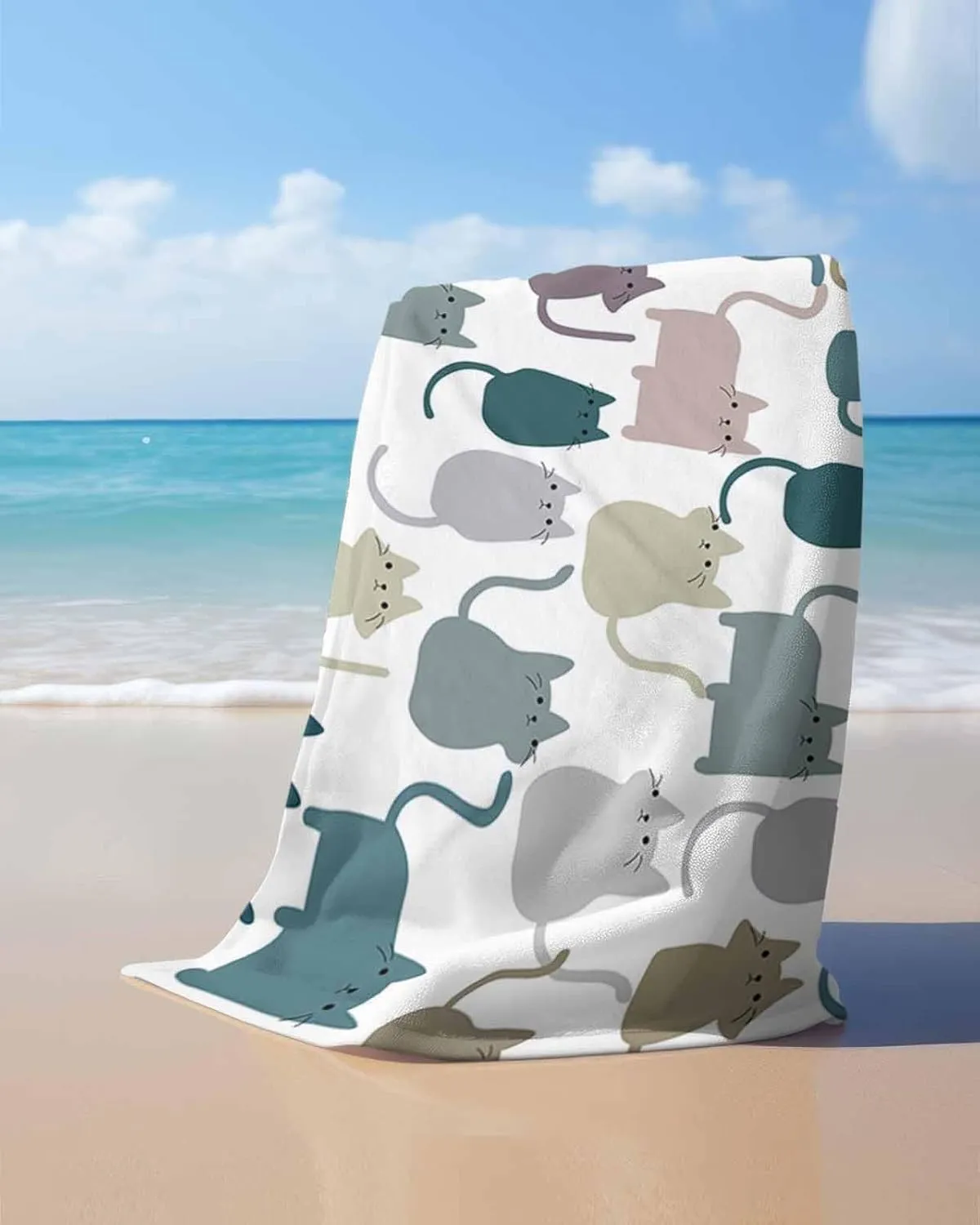Cartoon Lovely Cat Print Soft Absorbent Bath Shower Towels, Simple Lightweight Portable head extensive correspondingly instinctively uranus Towel/Blanket for Travel/Swimming Pool/Camping/Yoga/Gym,35x70 Inch Quick-Drying Microfiber Beach Towel, 