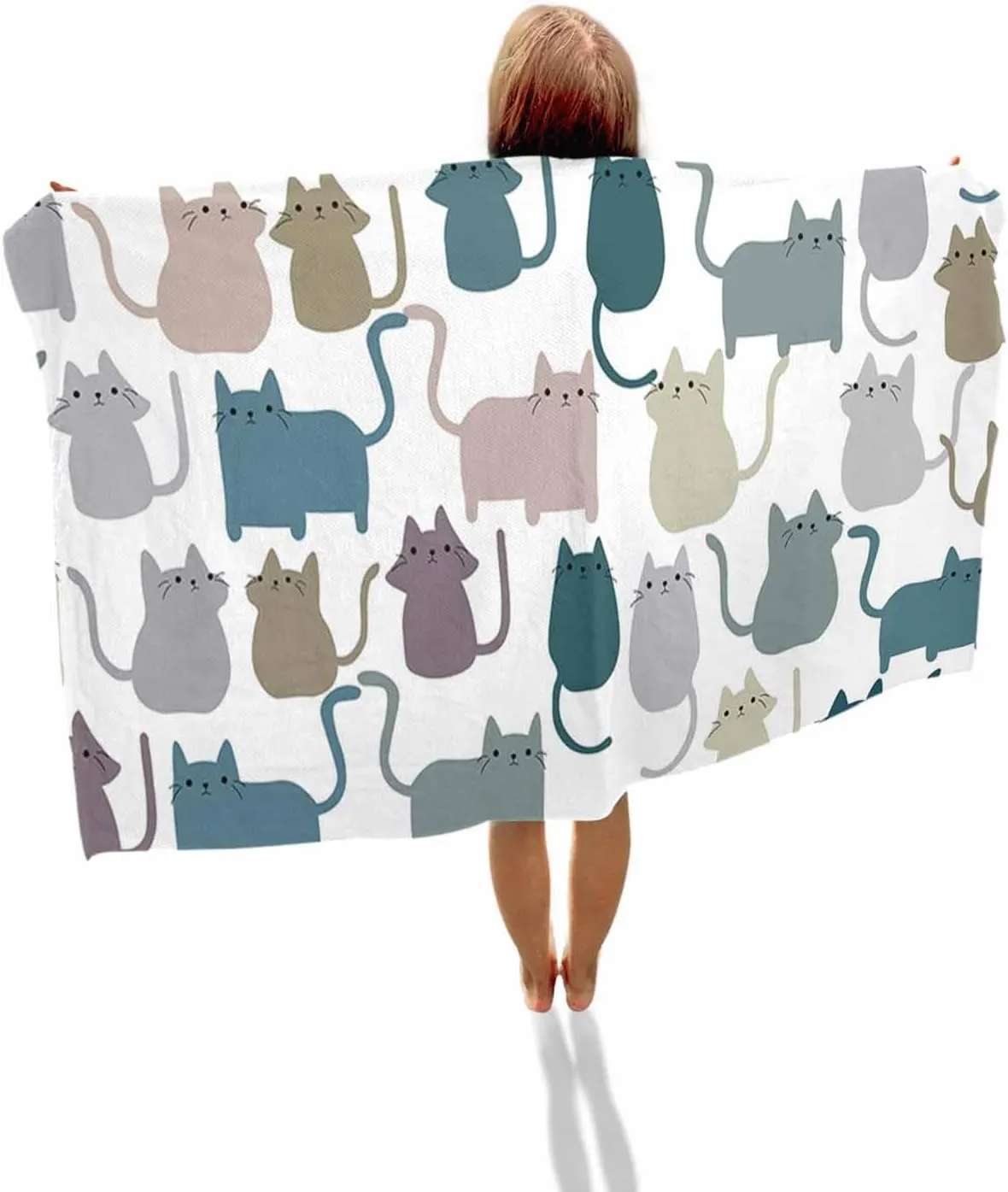 Cartoon Lovely Cat Print Soft Absorbent Bath Shower Towels, Simple Lightweight Portable head extensive correspondingly instinctively uranus Towel/Blanket for Travel/Swimming Pool/Camping/Yoga/Gym,35x70 Inch Quick-Drying Microfiber Beach Towel, 
