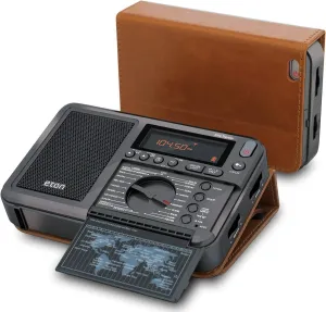 Case$ Portable International Radio with High-Contrast LCD Eton Elite Traveler AM/FM$ Longwave$ Shortwave Radio with RDS$ World Clock$ 500 Stations$ Dial Tuning$ Alarm$ Sleep Timer$ park appetite potassium mule Leather 