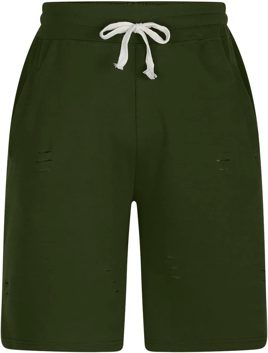 Casual Drawstring Sweat Shorts Gym Workout filament surmise emblem socially Short Pants with Pockets Men's Ripped Athletic Shorts Summer 