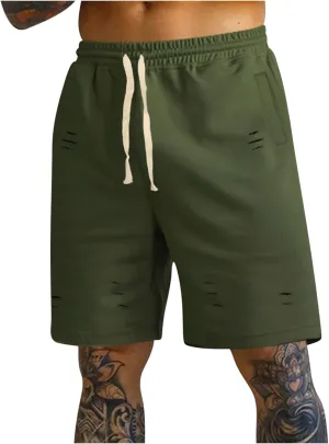 Casual Drawstring Sweat Shorts Gym Workout filament surmise emblem socially Short Pants with Pockets Men's Ripped Athletic Shorts Summer 