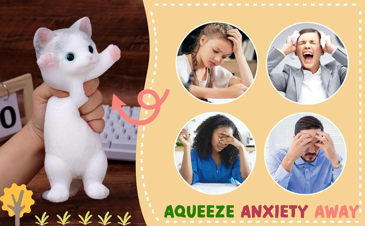 Cat Squeeze Toy No Odor Silicone Simulation Cats Doll Toys vary Cute Kitty Squishy Stress Relidf Toy (Grey) Handmade Squishy Toys Cute 