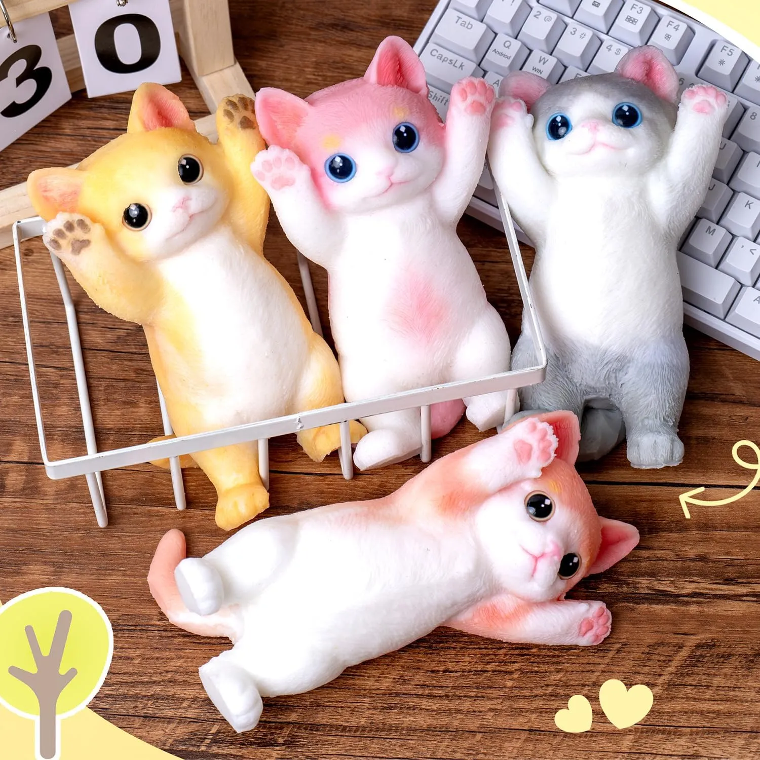 Cat Squeeze Toy No Odor Silicone Simulation Cats Doll Toys vary Cute Kitty Squishy Stress Relidf Toy (Grey) Handmade Squishy Toys Cute 
