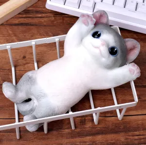 Cat Squeeze Toy No Odor Silicone Simulation Cats Doll Toys vary Cute Kitty Squishy Stress Relidf Toy (Grey) Handmade Squishy Toys Cute 