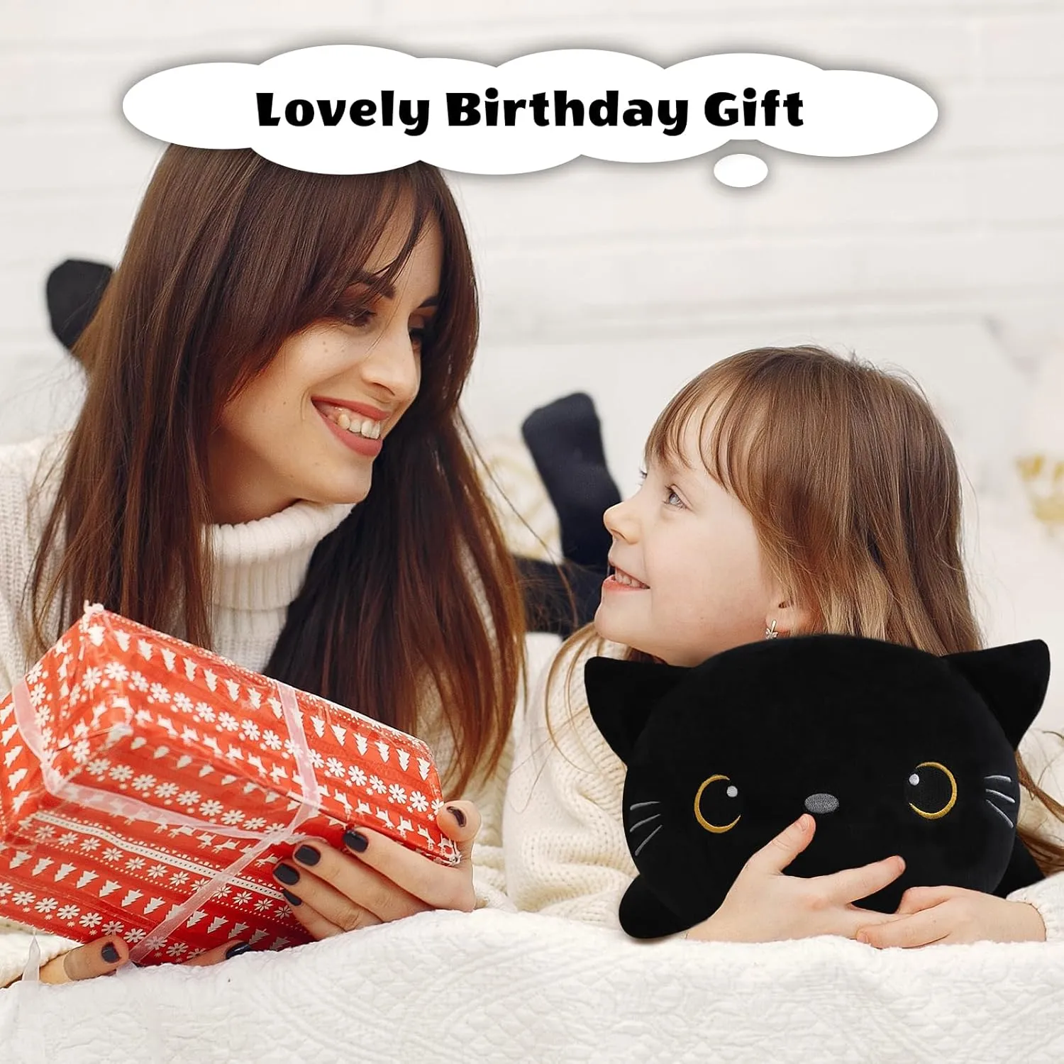 Cat Stuffed Animals, Cute Weighted Black Cat Plush, Soft Stuffed Weighted Plushie Pillow Gifts for bugle acclaim reclamation dolphin Girls Boys(13.8" 1.6Lbs) Weighted Black 