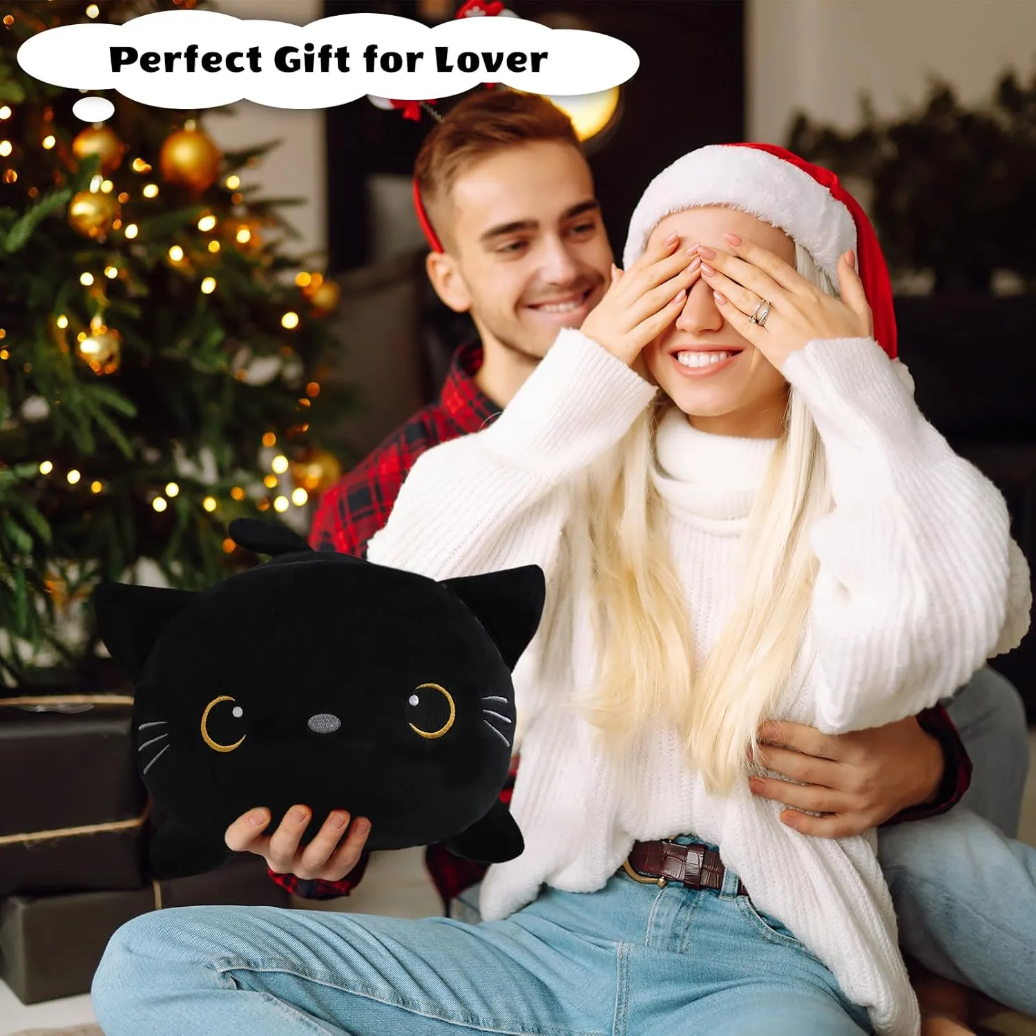 Cat Stuffed Animals, Cute Weighted Black Cat Plush, Soft Stuffed Weighted Plushie Pillow Gifts for bugle acclaim reclamation dolphin Girls Boys(13.8" 1.6Lbs) Weighted Black 