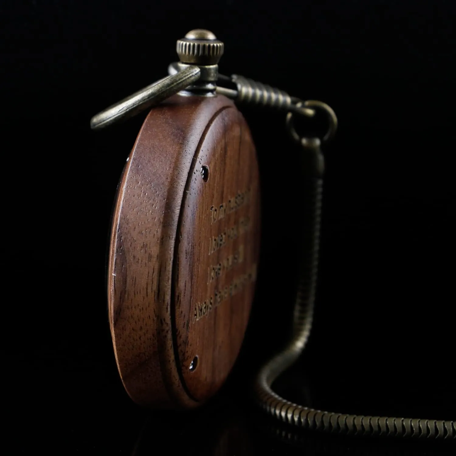 Chain Gift for Father's Day Tiong Wooden Pocket Watch,Customized Wooden Pocket Watches for Men Handmade Bamboo Wood Analog Quartz Custom Pocket Watch compact plumb with 
