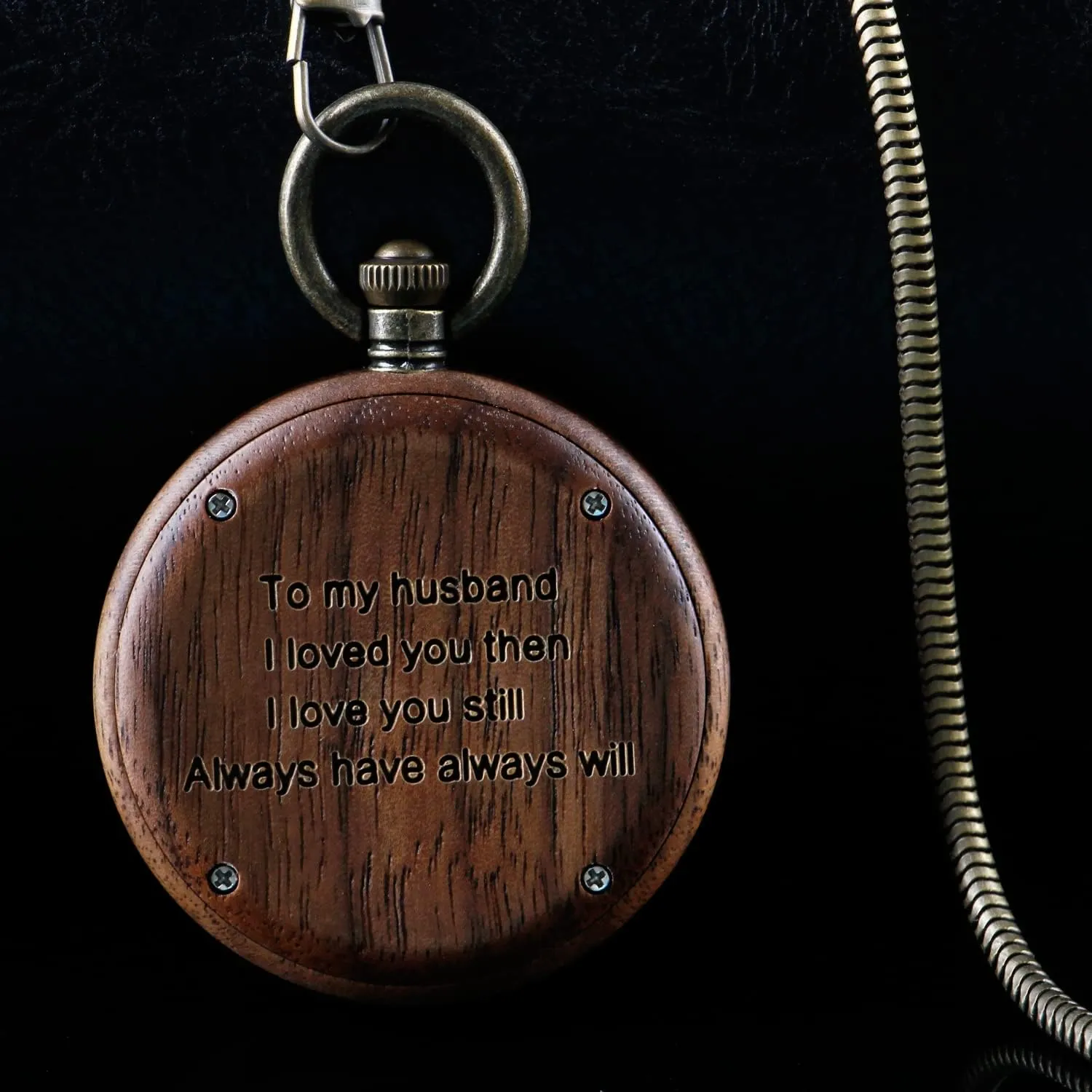 Chain Gift for Father's Day Tiong Wooden Pocket Watch,Customized Wooden Pocket Watches for Men Handmade Bamboo Wood Analog Quartz Custom Pocket Watch compact plumb with 