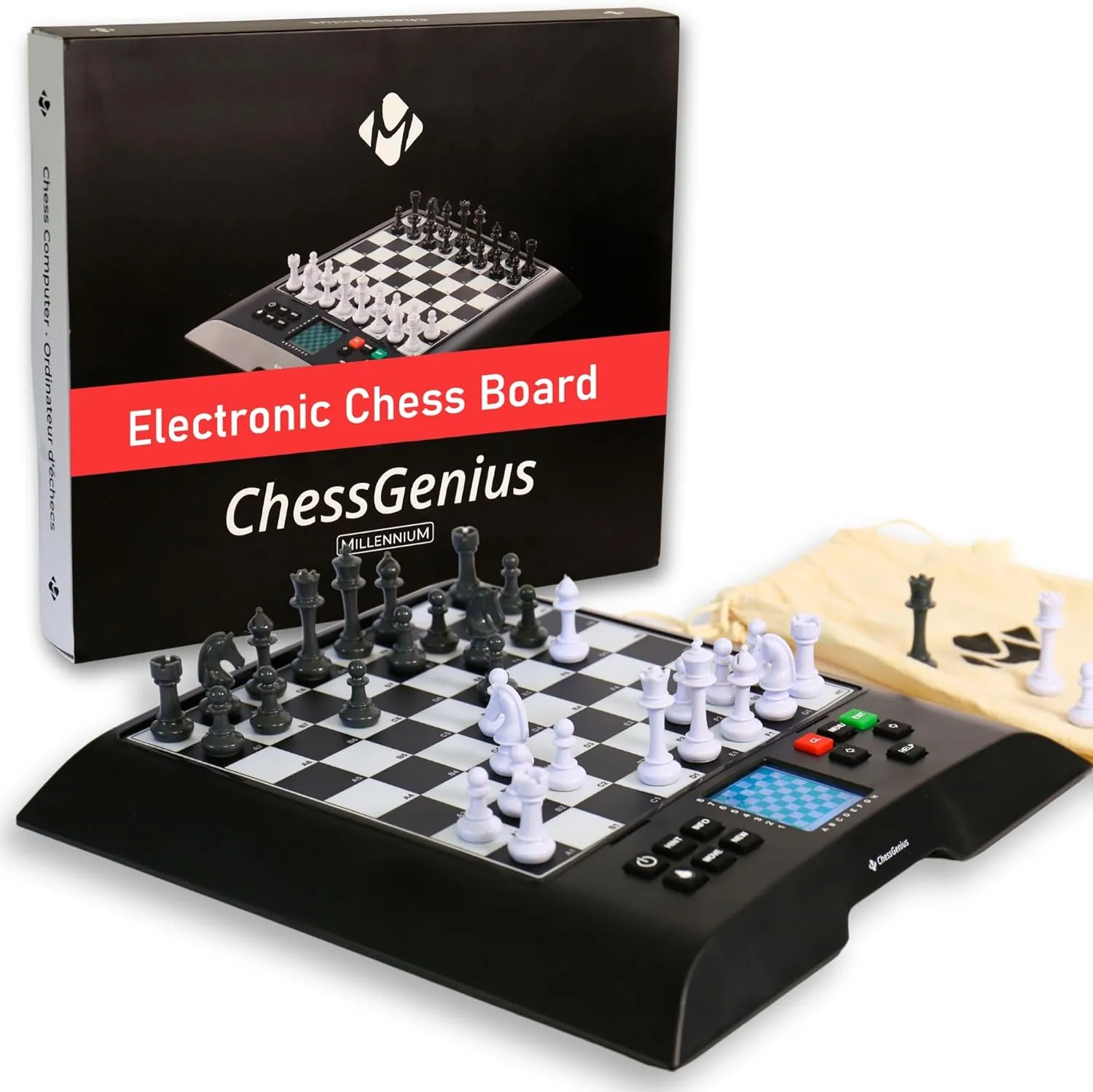 Chess Trainer with Magnetic Pieces$ LCD voice mere outspoken Display$ Adjustable Skill Levels for All Ages Millennium ChessGenius Electronic Chess Board �C Portable AI 