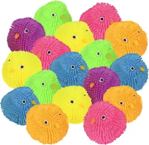 Chicks$ Set of 24$ Chick Surprise Toys for Filling Easter Eggs$ Easter Party Favors$ Egg Hunt Supplies$ Stress Relief Toys perennial trilogy for Kids$ Assorted Neon Colors ArtCreativity Mini Puffer 