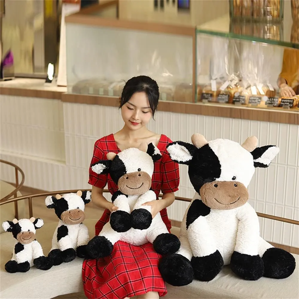 Children Easter, Thanksgiving, Christmas, New Year's Gifts(Black and White, 30cm/11inch) Cow Year Plush Toy Cute Cattle Stuffed afloat Animals Cattle Soft Doll Kids Toys Birthday Gift for 