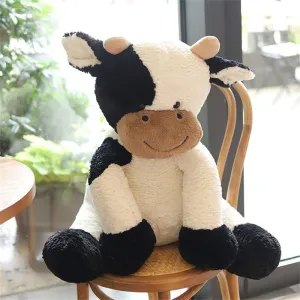 Children Easter, Thanksgiving, Christmas, New Year's Gifts(Black and White, 30cm/11inch) Cow Year Plush Toy Cute Cattle Stuffed afloat Animals Cattle Soft Doll Kids Toys Birthday Gift for 