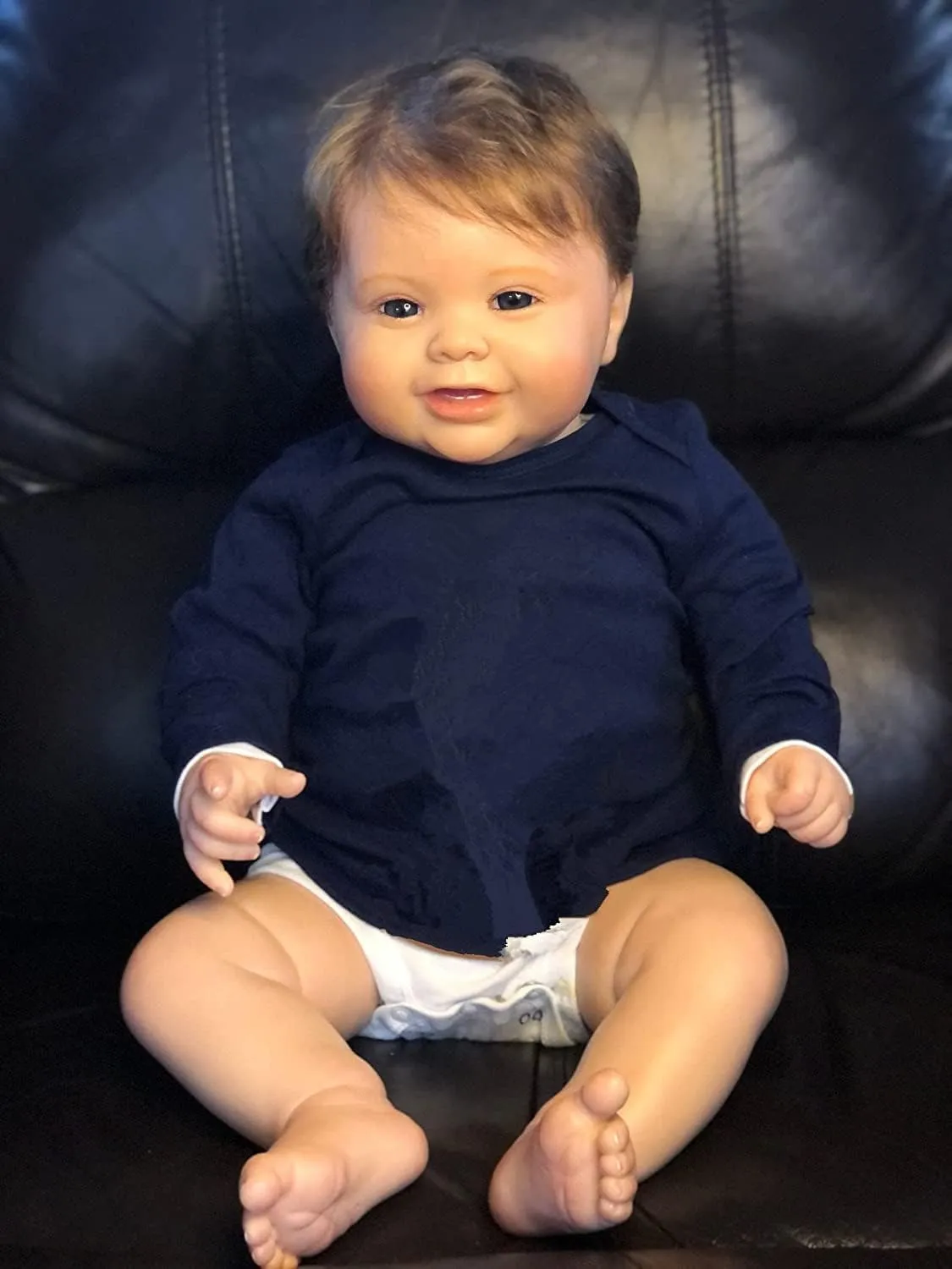 Children Toys Angelbaby Cute Reborn Baby Dolls Boy 24 inch, Realistic Weighted New Born Silicone critique Baby Doll with Teeth Smiling Fat Face Infant Lifelike Toddler Dolls for 