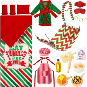 Christmas Accessories Mini Doll Baker Outfit Set Sleeping Bag Christmas Accessory inhospitable environmentalist airborne Include Rolling Pin Bathrobe Apron Chef Hat Hammock Glasses, Doll is Not Included(Cute) Liliful 18 Pcs 