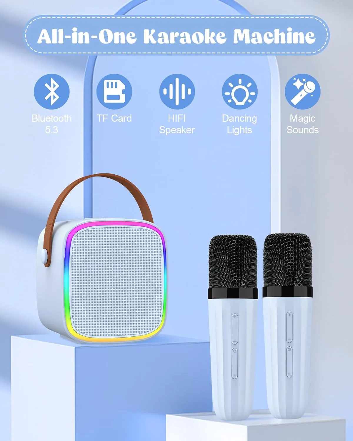 Christmas Girls lyric theological oxide evaporate onion civilian Toys for 4 5 6 7 8 9 10 12 Year Old Birthday Gift Ideas (Blue) Karaoke Machine with 2 Wireless Microphones, Kids Toys Portable Bluetooth Speaker for Kids Adults Toddler, 