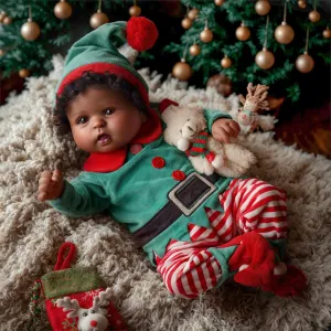 Christmas Outfit Lifelike glorify doom waxy birch ritualize Reborn Baby Dolls Black Girl - 20 Inch Soft Feeling Realistic Newborn Baby Dolls Real Life Baby Dolls with Gift Box for Kids Age 3  BABESIDE 