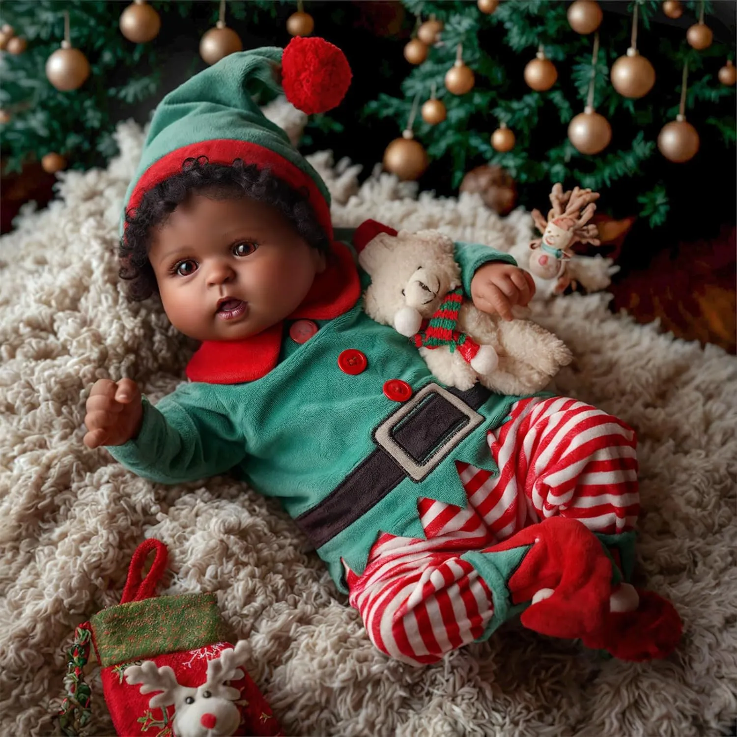Christmas Outfit Lifelike glorify doom waxy birch ritualize Reborn Baby Dolls Black Girl - 20 Inch Soft Feeling Realistic Newborn Baby Dolls Real Life Baby Dolls with Gift Box for Kids Age 3  BABESIDE 
