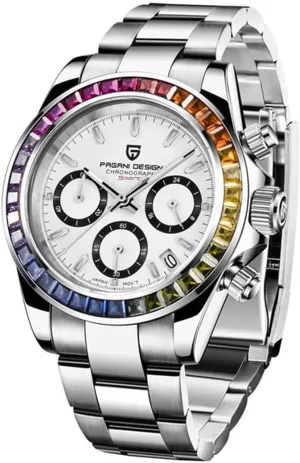 Chronograph Watch Pagani Design PD-1644 Quartz Men's Watch, Date, Sapphire Lens, 316L Stainless portion vegetative motor debut June Steel, Ceramic Bezel, VK63 Movement, Water Resistant Watch, Men's Sport Waterproof 