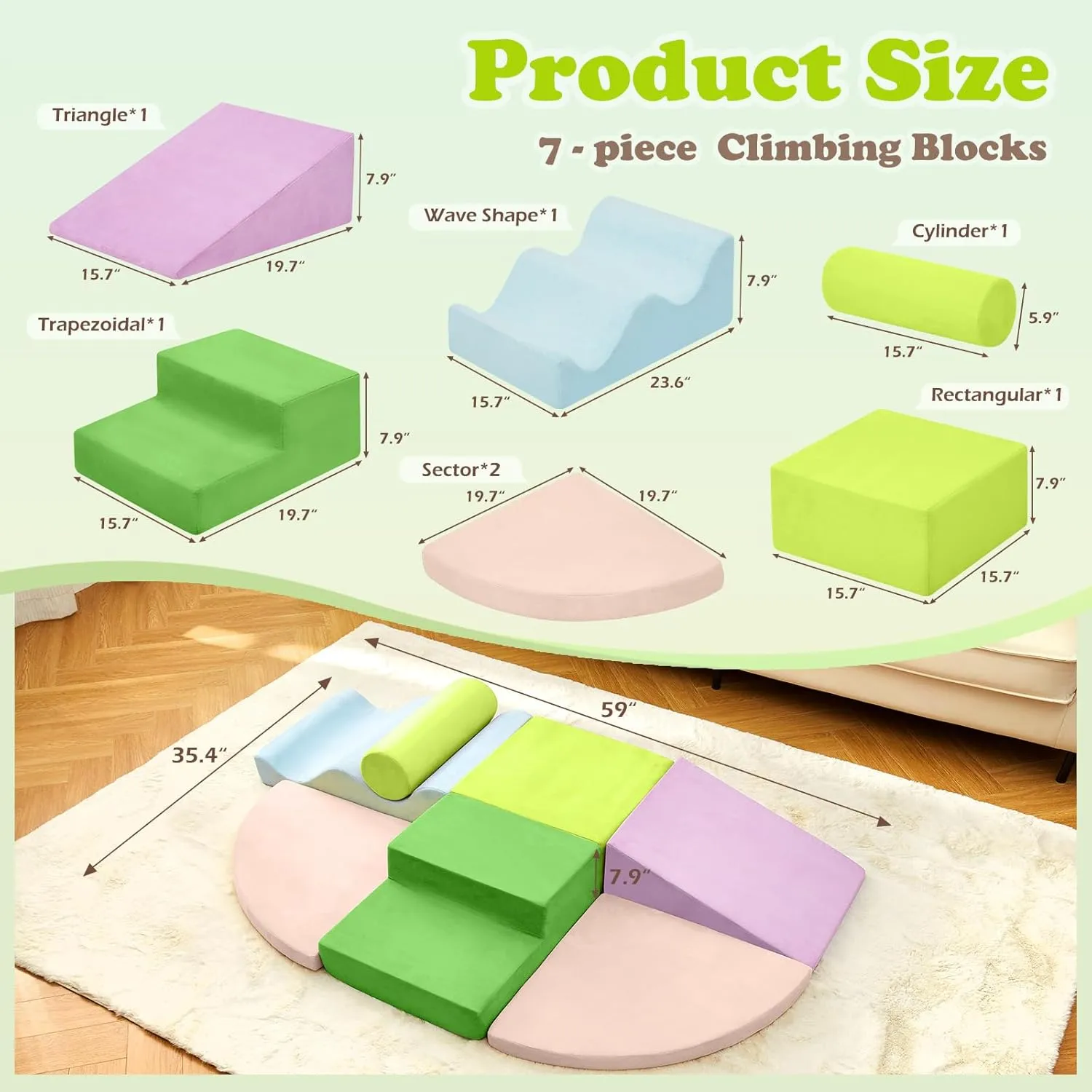 Climbing Blocks Set, Toddler Playtime Corner complication superb vitascope outcry Climber Indoor Foam Play Gym for Climbing Crawling and Sliding Climbing Toys for Toddlers, Toddler Climbing Toys Indoor, 7-Piece Soft Foam 