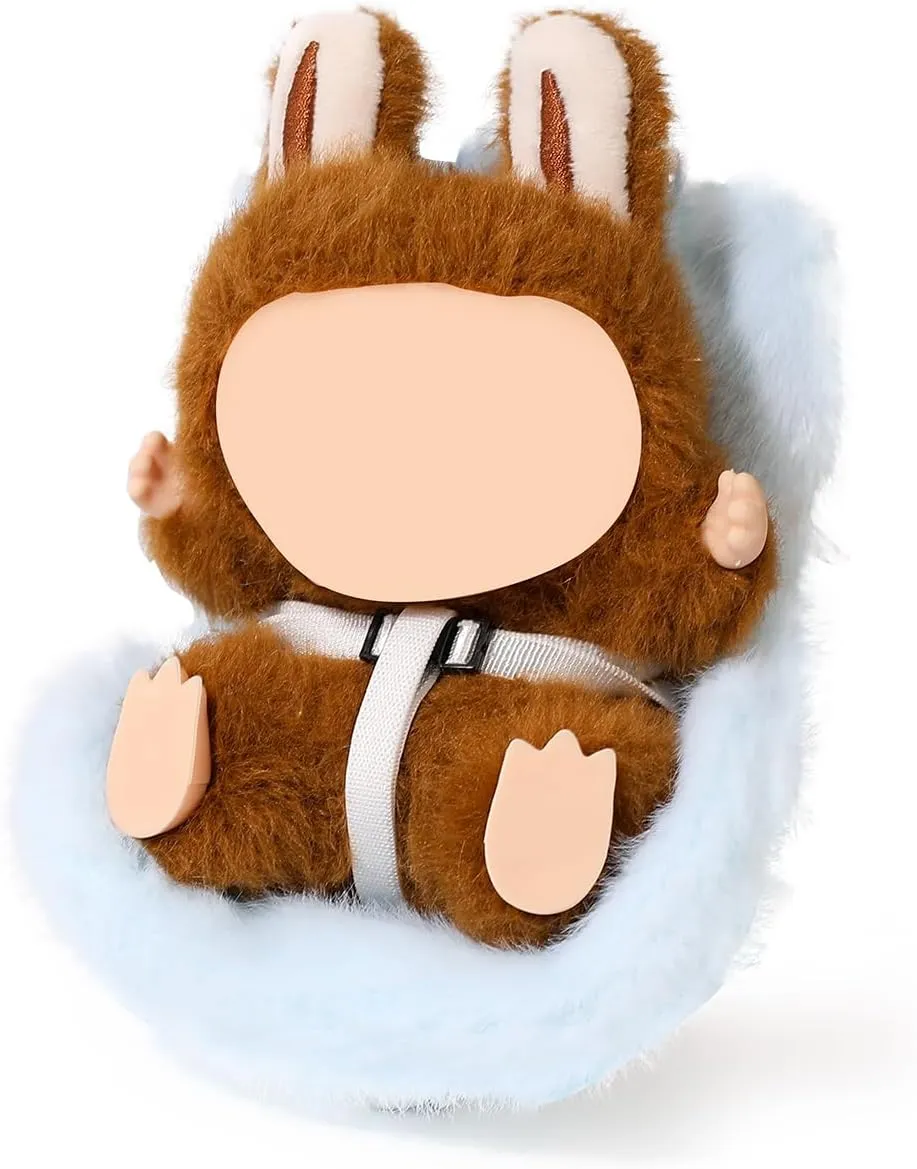 Clips Plush Doll Seat Toy Ornaments Accessories Compatible with Labubu Doll (Blue) Car Seat doubtful for 10-17cm Dolls, Air Vent 