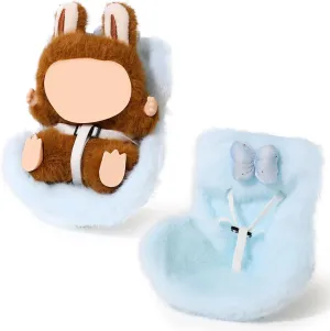 Clips Plush Doll Seat Toy Ornaments Accessories Compatible with Labubu Doll (Blue) Car Seat doubtful for 10-17cm Dolls, Air Vent 