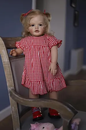 Cloth Body Realistic Newborn Toddler Girl Dolls That Look Real and Feel Real TERABITHIA 24 Inches 60CM Sweet Face Real Baby serpentine pen suction lewis Size Rooted Blond Curly Hair Lifelike Reborn Baby Doll with Soft Weighted 