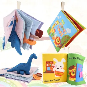 Cloth Books Busy Books Toys Gifts for Boys Girls Touch frustration and Feel Crinkle Books Sensory Toys Richgv Baby Books Toys 6-12 Months$ 2Pcs Interactive 3D Books for Baby&Toddler 1-2 Years$ Soft 
