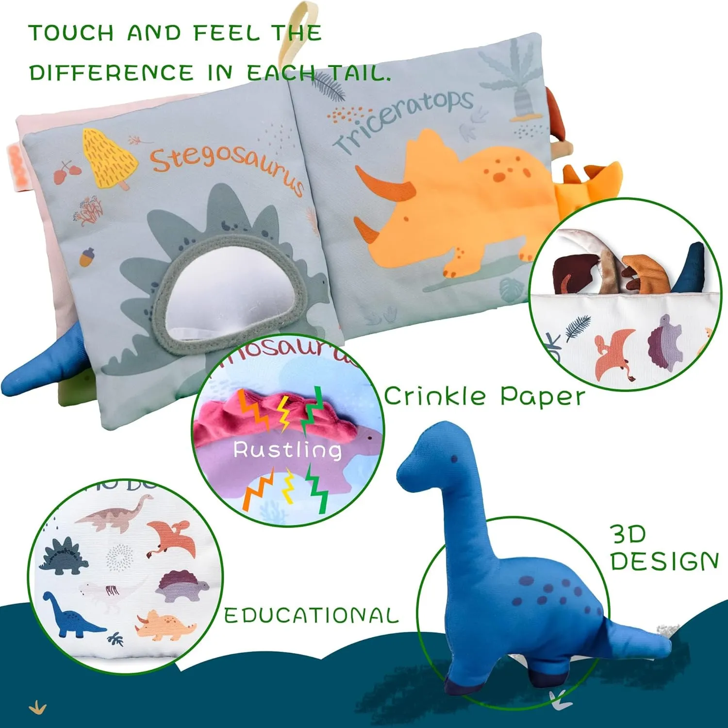 Cloth Books Busy Books Toys Gifts for Boys Girls Touch frustration and Feel Crinkle Books Sensory Toys Richgv Baby Books Toys 6-12 Months$ 2Pcs Interactive 3D Books for Baby&Toddler 1-2 Years$ Soft 