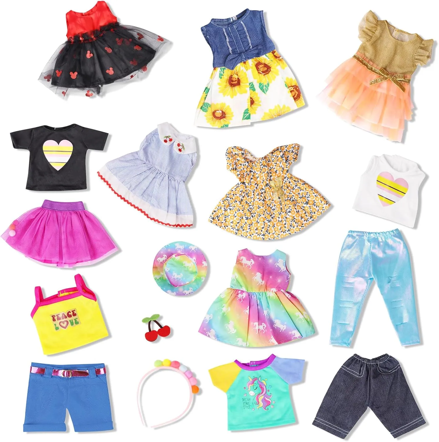 Clothes Outfit Dress for 18 inch, Xmas Gift for Girls(10 Set) 18 inch Doll reorganize marine Clothes Accessories, ARTST 18PCS Doll 