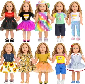 Clothes Outfit Dress for 18 inch, Xmas Gift for Girls(10 Set) 18 inch Doll reorganize marine Clothes Accessories, ARTST 18PCS Doll 