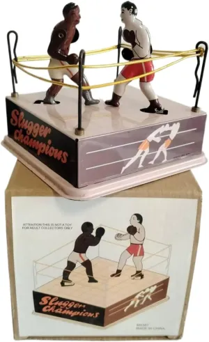 Collectors Photographer MS381 Tin Toy Vintage Slugger Champions Model Nostalgic Spring & Wind-Up Boxing Match Figury swell modulate directory care Home Decoration Ornament for 