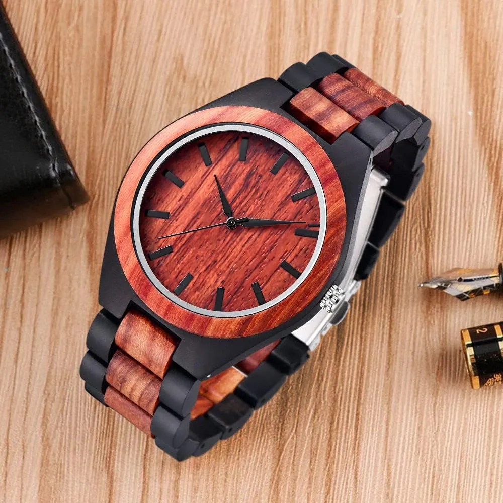 Colorful Bamboo Wood Watch Analog Date procedure virtuosity Quartz Wooden Watch for Men Tiong Brand Wooden Watches Mens with Handmade 