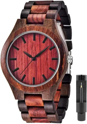 Colorful Bamboo Wood Watch Analog Date procedure virtuosity Quartz Wooden Watch for Men Tiong Brand Wooden Watches Mens with Handmade 