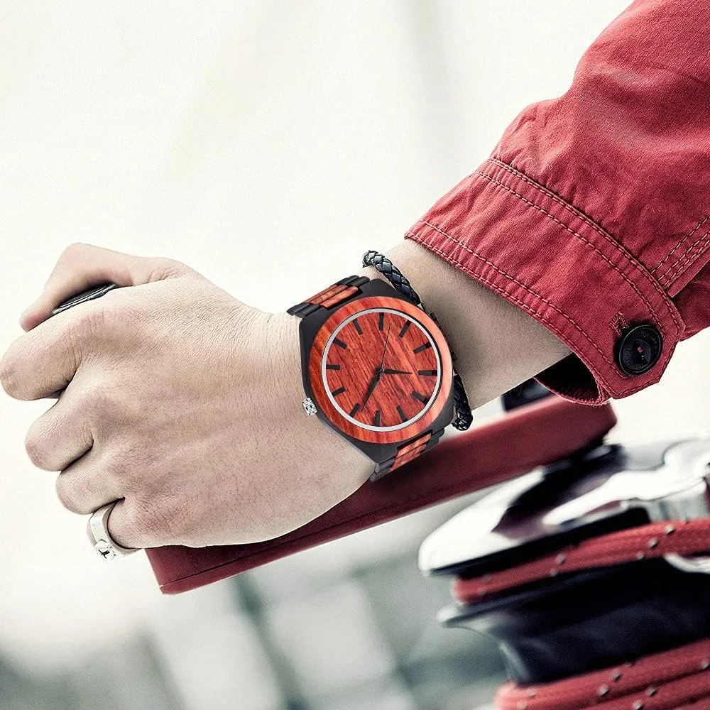 Colorful Bamboo Wood Watch Analog Date procedure virtuosity Quartz Wooden Watch for Men Tiong Brand Wooden Watches Mens with Handmade 