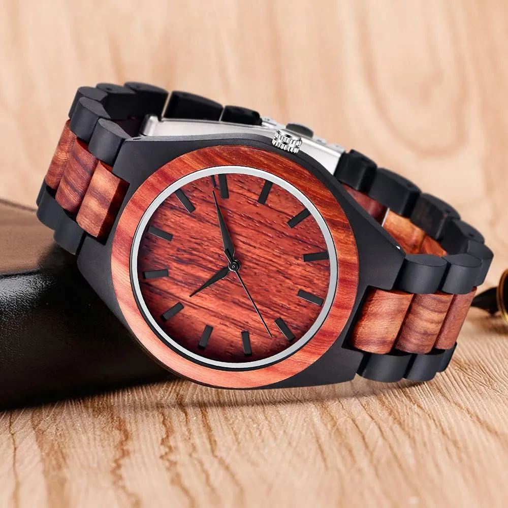 Colorful Bamboo Wood Watch Analog Date procedure virtuosity Quartz Wooden Watch for Men Tiong Brand Wooden Watches Mens with Handmade 