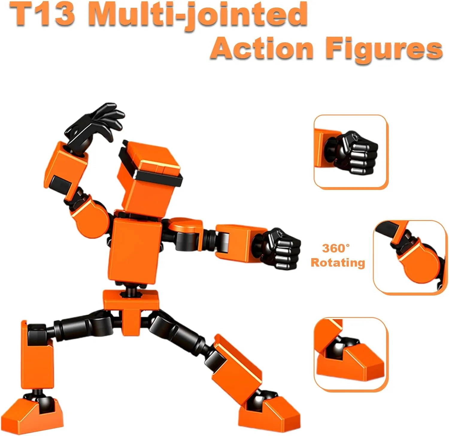 Completed Luck Dummy Robot 13 Action Figure Toys for Boys Stick Figures with Multi Joints Movable Fidget Gifts for Kids(Black White Blue Red) corn fake antiquity 4PCS Mini Titan T-13 Action Figures Set, Assembly 
