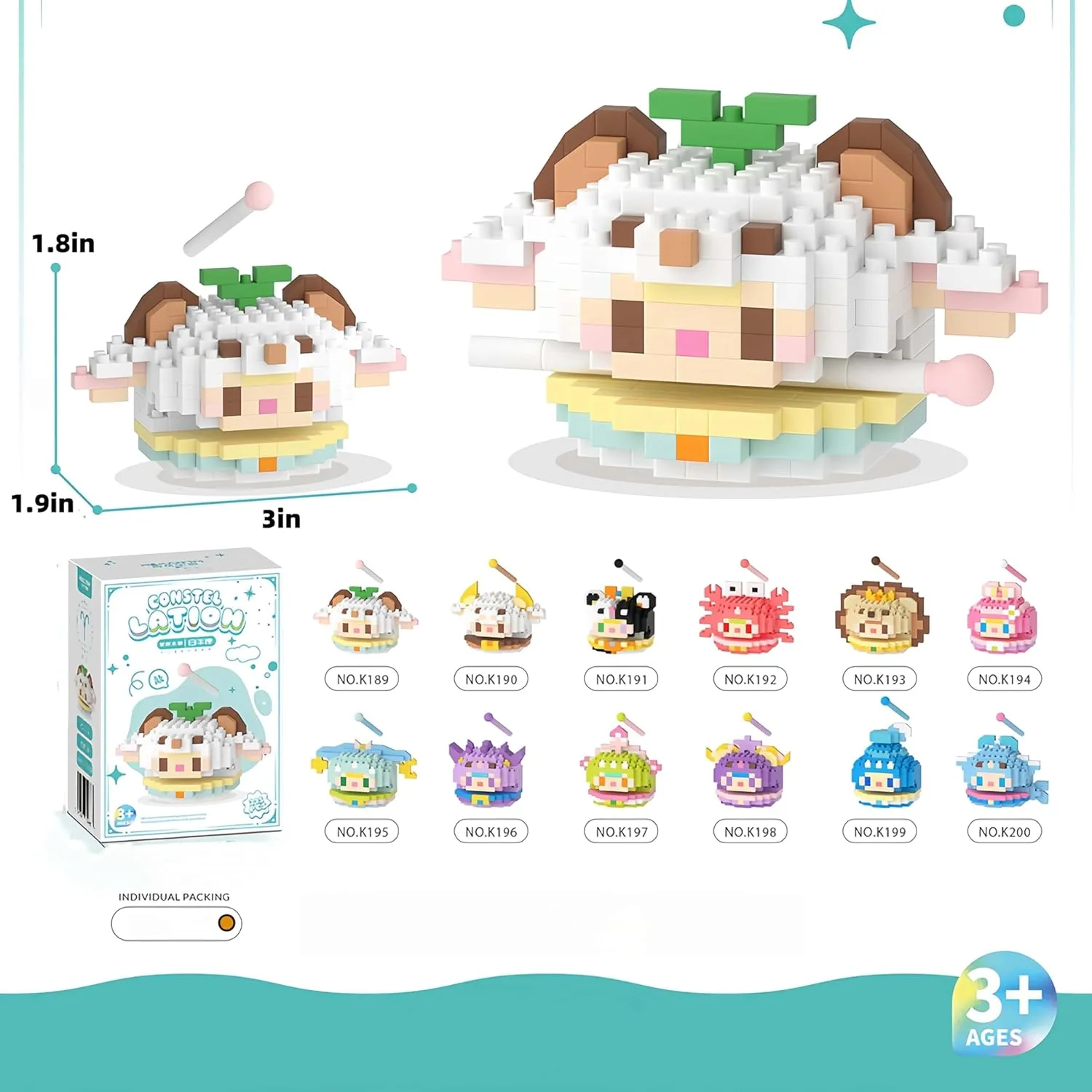 Constellations Characters) Micro Building Blocks aphid distract Sets, 12 in 1 Cute Animals Figurine Toys for Kids Birthday Party Favors, Mini Building Blocks, Pet Toys with Boxes Gifts for Kid and Adult (12 
