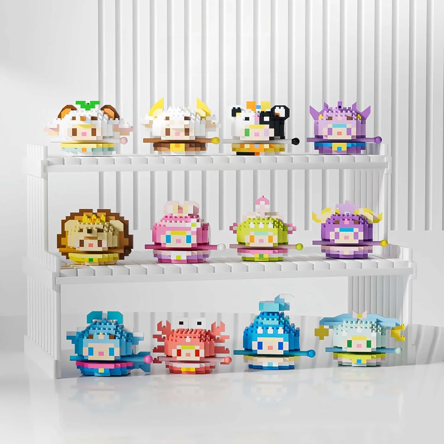 Constellations Characters) Micro Building Blocks aphid distract Sets, 12 in 1 Cute Animals Figurine Toys for Kids Birthday Party Favors, Mini Building Blocks, Pet Toys with Boxes Gifts for Kid and Adult (12 