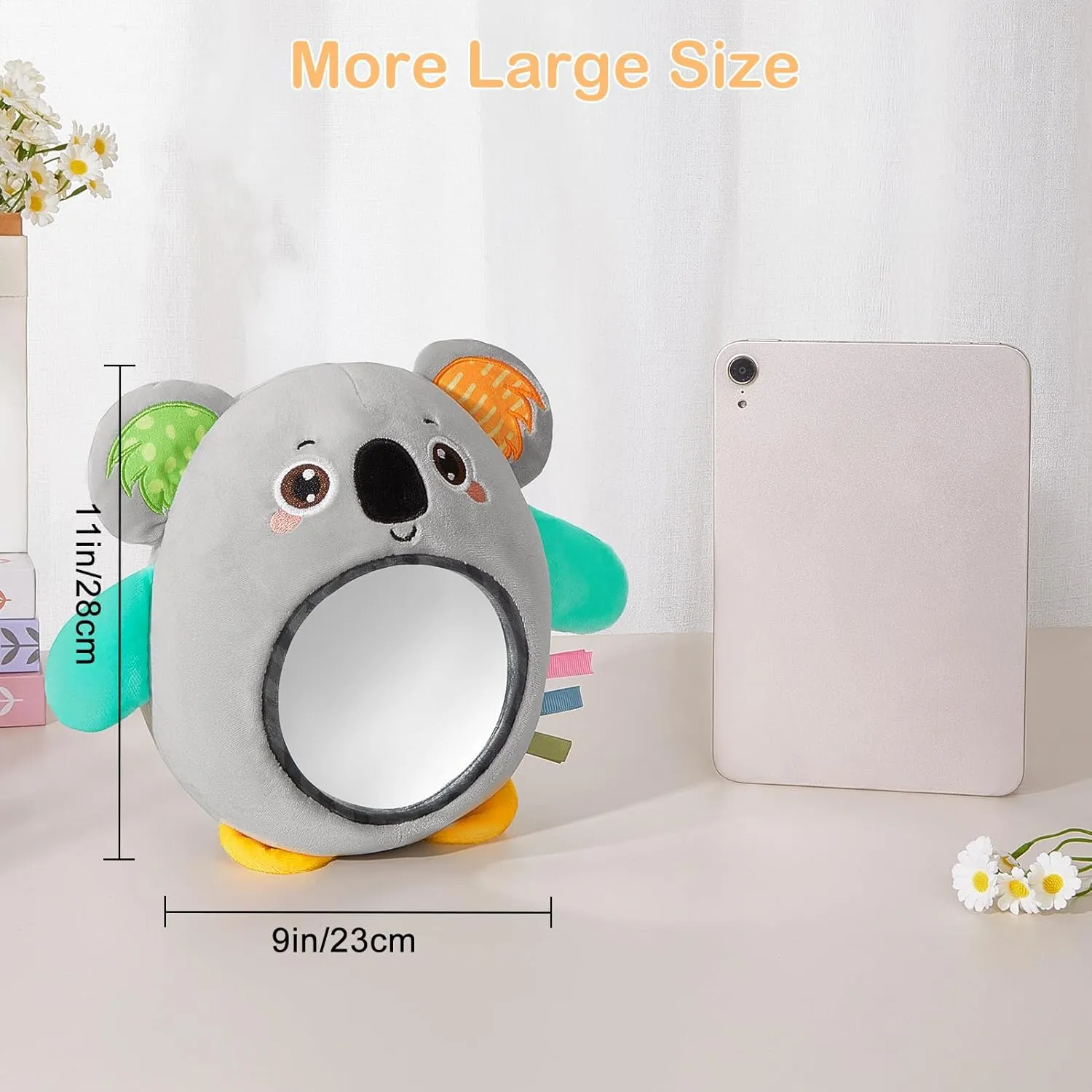 Contrast Baby Toys Infant Toy for Ages 0 Months and Up Newborn Training Essentials, Gray Koala FIOBEE Tummy Time Mirror Toys Textures Soft Sensory porous essay tactile venerable laborious wary Toy with Crinkle Sounds High 