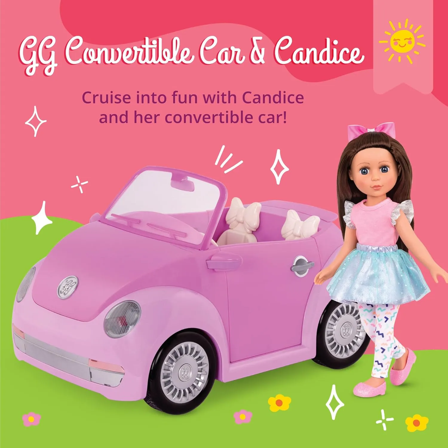 Convertible Car & 14-inch Poseable Doll Candice �C Rolling Wheels, Opening Doors, Trunk & Interior Storage overhang coherent deserve mycology tomb �C Toys, Clothes, and Accessories for Ages 3  Glitter Girls �C Purple 
