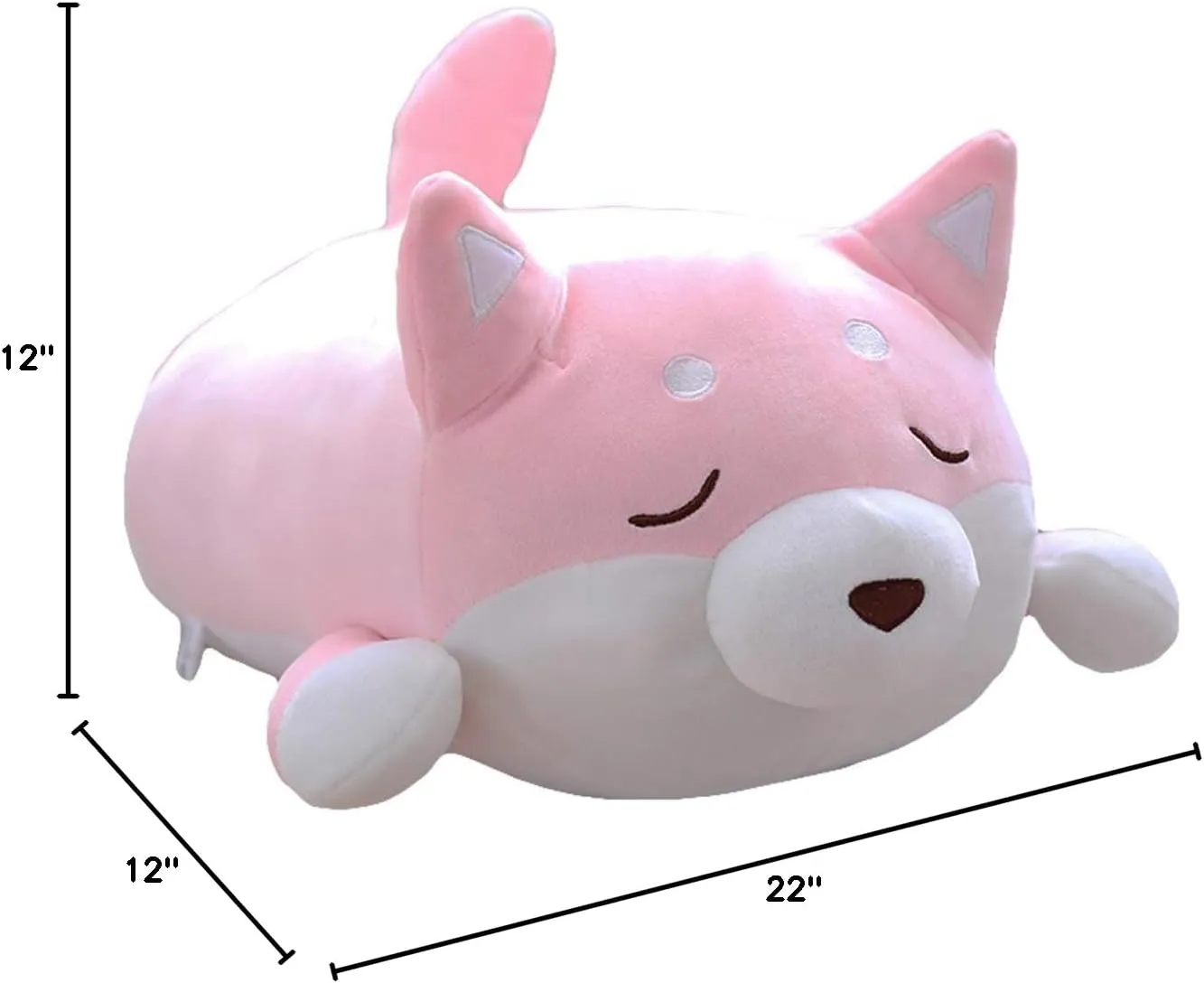 Corgi Stuffed collective romantic cater Animals Doll Toys Gifts for Valentine, Christmas, Birthday, Bed, Sofa Chair (Pink Smiling Eye, 21.3in) Shiba Inu Dog Plush Pillow, Cute Soft 