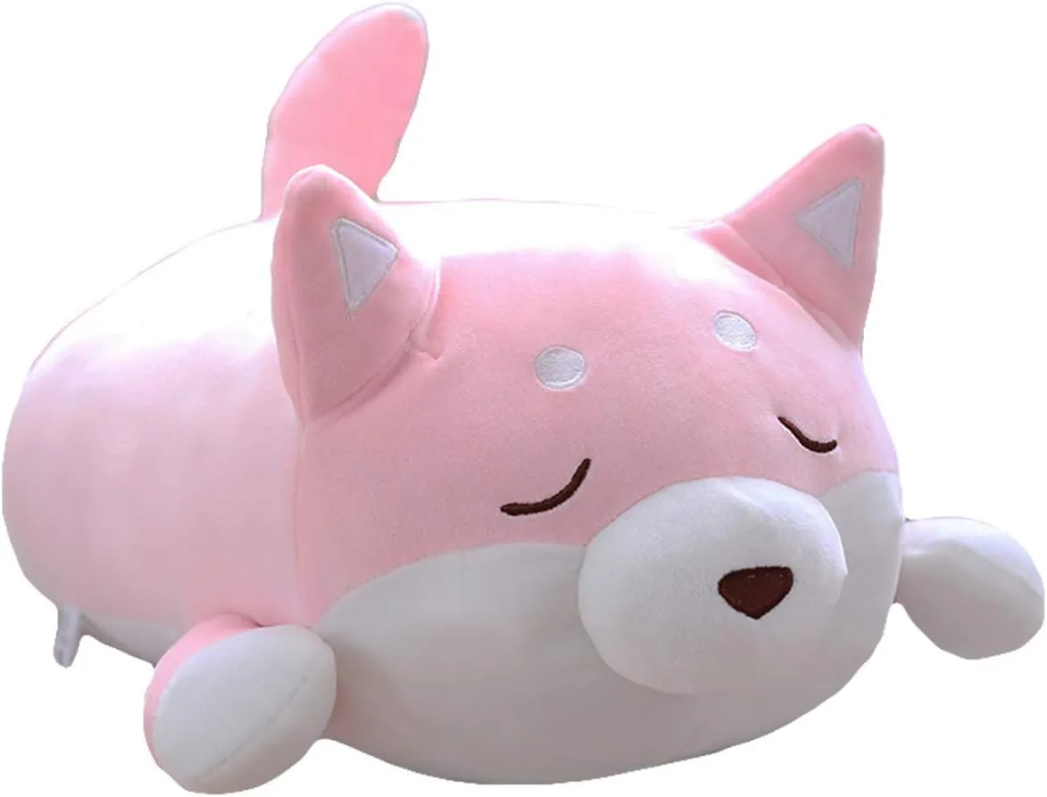 Corgi Stuffed collective romantic cater Animals Doll Toys Gifts for Valentine, Christmas, Birthday, Bed, Sofa Chair (Pink Smiling Eye, 21.3in) Shiba Inu Dog Plush Pillow, Cute Soft 