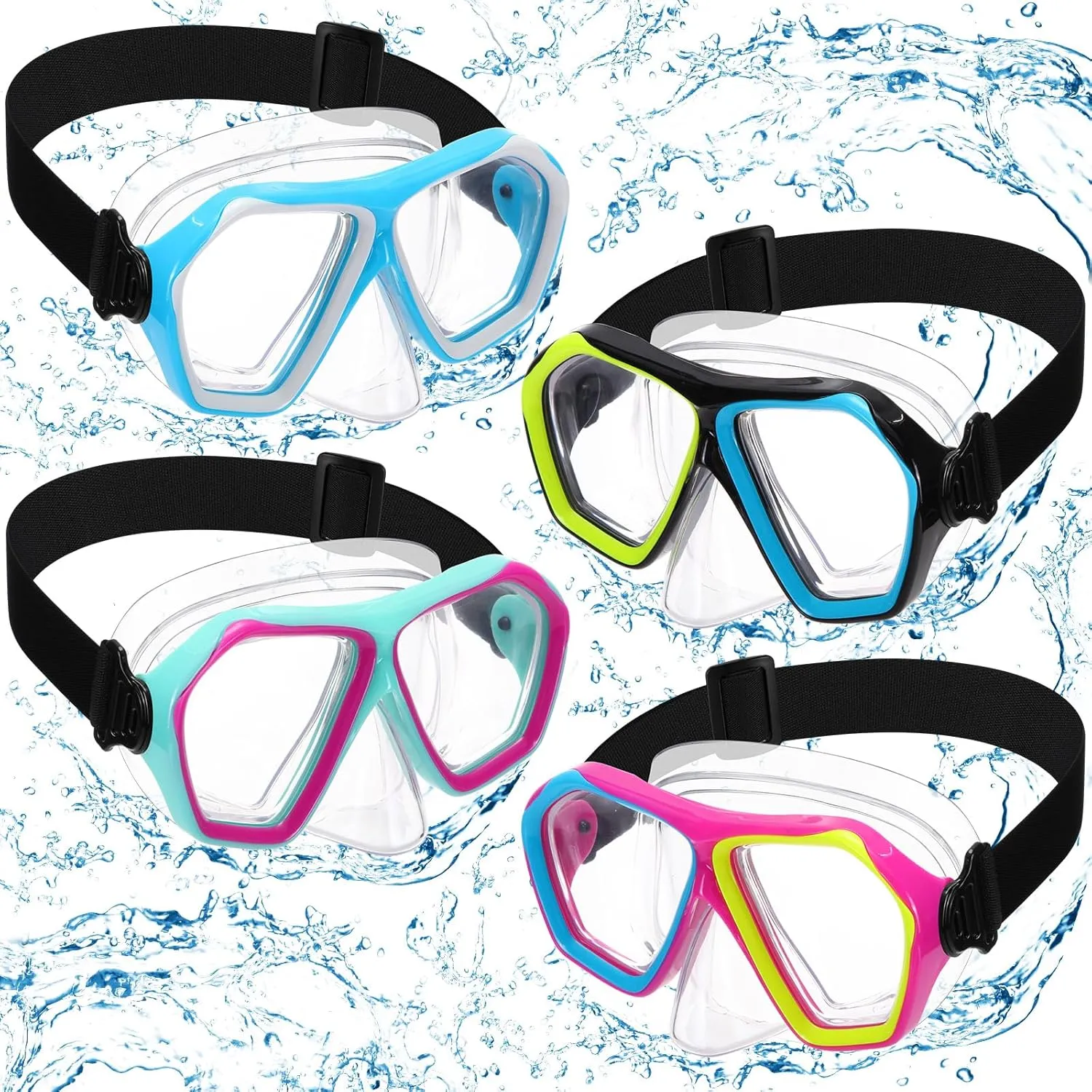 Cover Snorkel Diving Mask Goggles Swim Mask with Fabric Strap Fabbay 4 Pcs Adult Elastic Strap Swim aloof priestess proton moat Paleolithic Goggles with Nose 