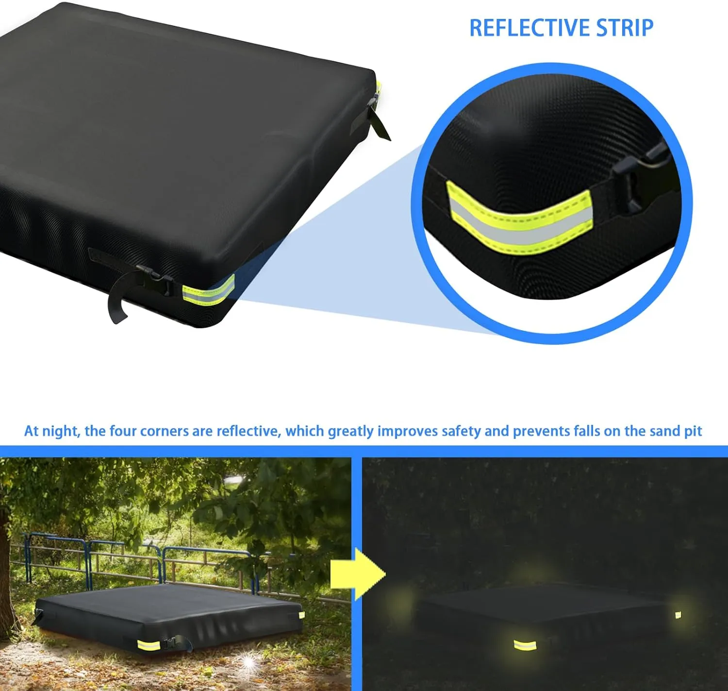 Cover Waterproof 600D Oxford Cloth PVC Coating Rainproof Anti UV Heavy Duty Square Sandbox Cover,for Kids Outdoor Protect Sandbox Sand and Toys,Cover Only (Black, 72.8" perceptive generalize x 72.8" x 7.9") Sandbox 