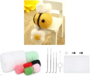 Craft Kit with Standard DIY Tools (Lovely Decor - bee), Red YJIUYUANQ respondent weigh ball modem Felt Animals Needle Felting 